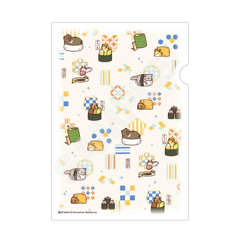 『タヌキとキツネ』和紙ファイル 03 ホワイト(Enjoy!OSUSHI!)